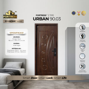 Pintu Fortress Tipe URBAN 90.03 Bahan Baja Motif Kayu